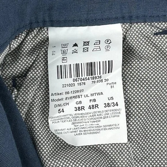 Brax Pants Men 37x29* Blue Everest Ultralight Chino Straight Regular Fit Stretch - Picture 15 of 15